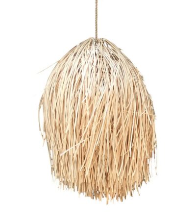 Suspension shaggy en rotin naturel avec franges style bohème