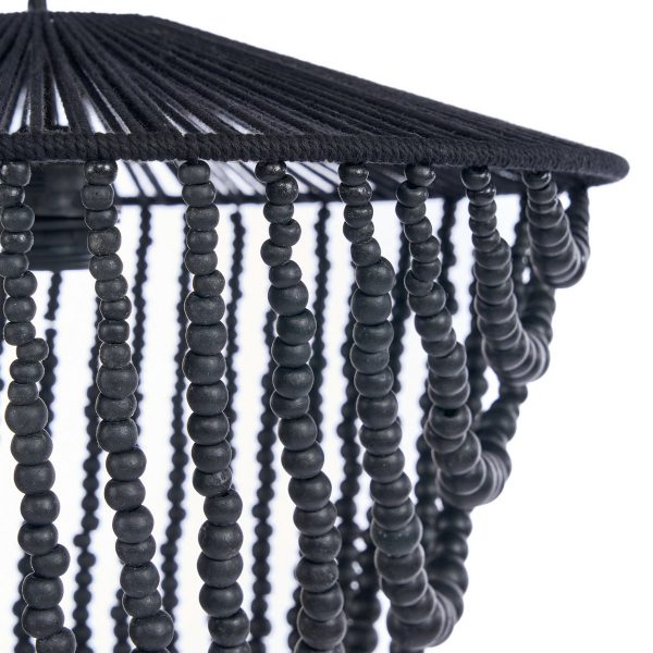 Le Lustre en Perles de Bois - Noir - L