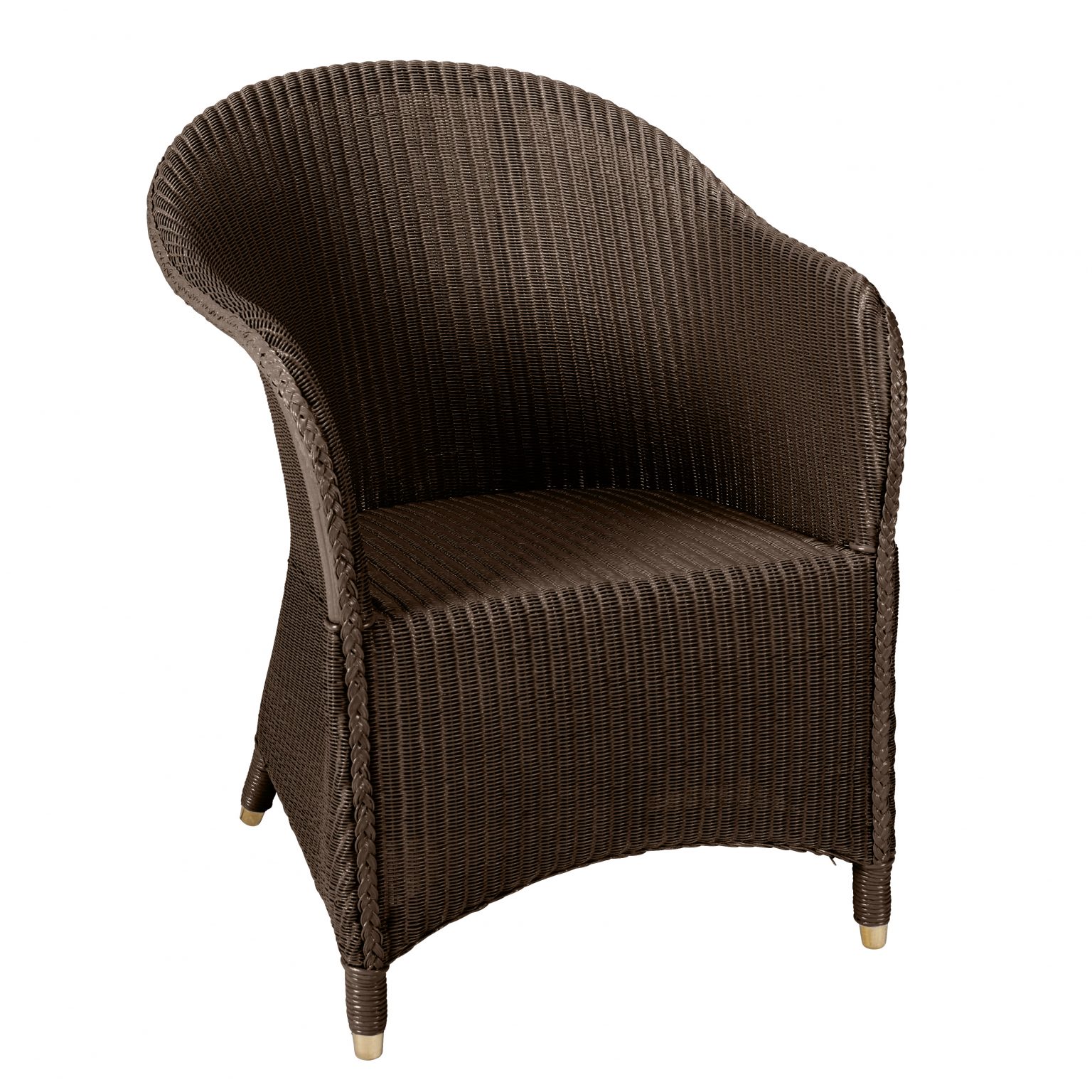 Fauteuil Lloyd Loom Sidonie en rotin naturel avec tressage papier kraft et accoudoirs