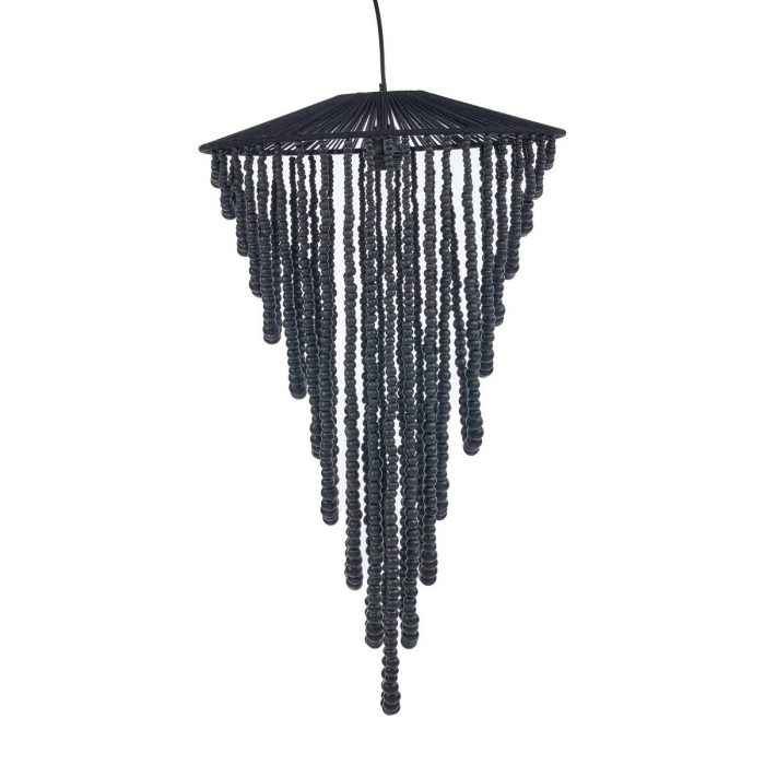 Le Lustre en Perles de Bois – Noir – L