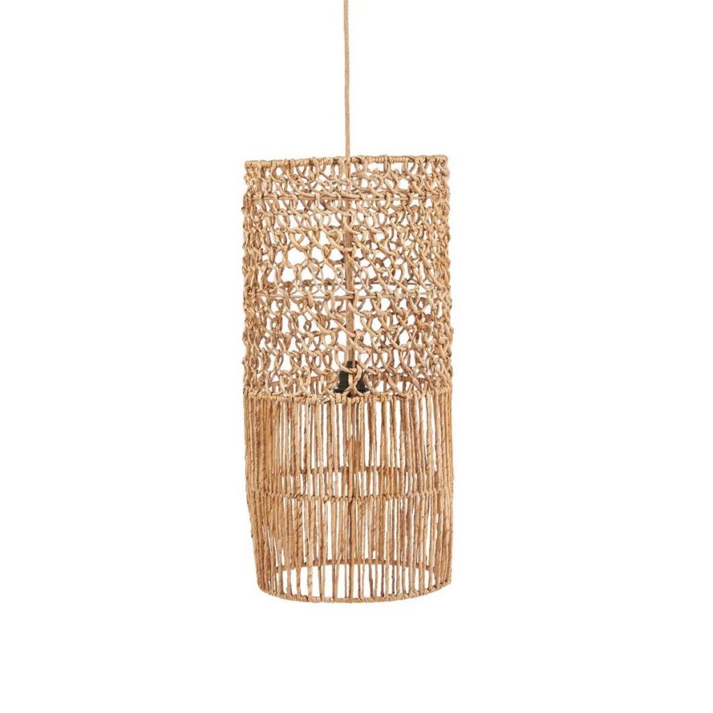 Pendentif Takuhanki naturel L en feuille de bananier, luminaire artisanal à suspendre ou poser