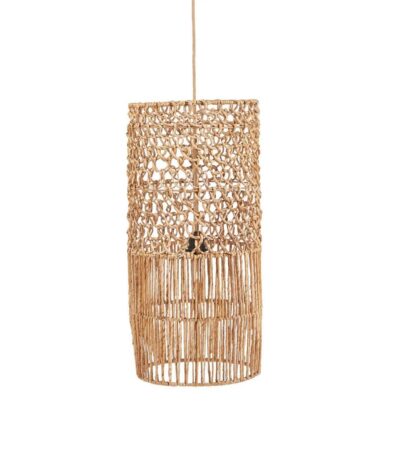 Pendentif Takuhanki naturel L en feuille de bananier, luminaire artisanal à suspendre ou poser