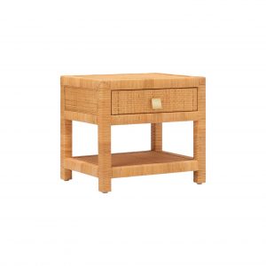 Table de chevet rotin cannage SAIGON avec tiroir et niche, petit meuble au style rétro élégant