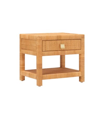 Table de chevet SAIGON avec tiroir et niche, petit meuble au style rétro élégant