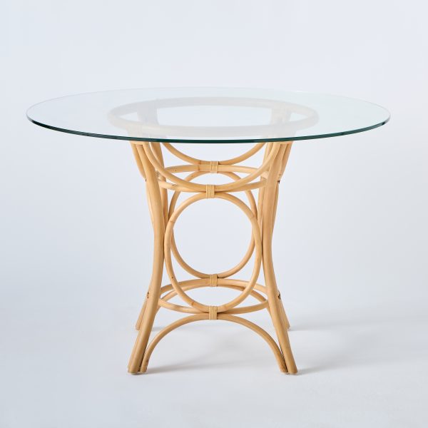 Table ronde en rotin GINGKO plateau verre