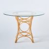 Table ronde en rotin GINGKO plateau verre