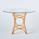 Table ronde en rotin GINGKO plateau verre
