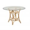Table ronde en rotin GINGKO avec plateau en verre transparent, table au design organique et lumineux