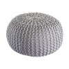 Pouf extérieur 55cm gris argenté en plastique recyclé imperméable pour terrasse