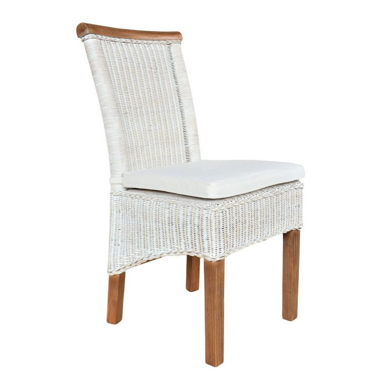 Chaise de salle à manger en rotin blanc Perth
