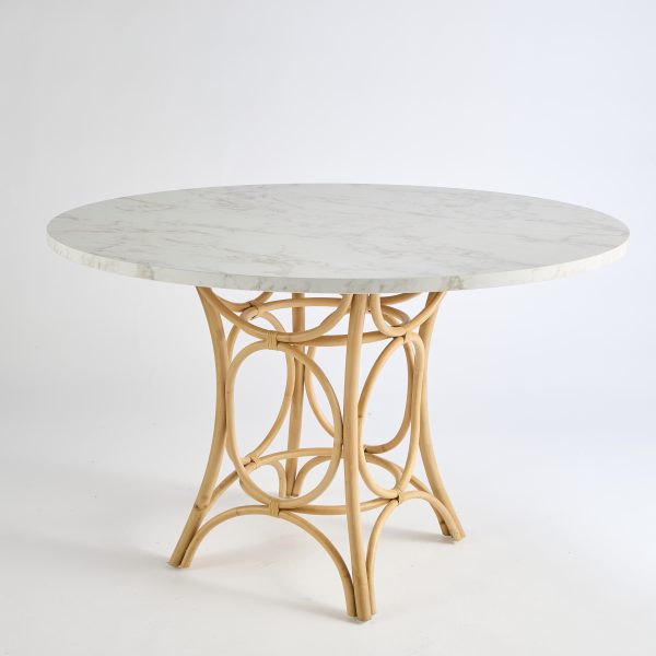 Table ronde en rotin GINGKO plateau verre
