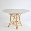 Table ronde en rotin GINGKO plateau verre