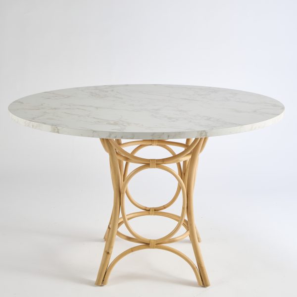 Table ronde en rotin GINGKO plateau verre