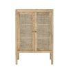 Armoire en bois de manguier Paulo avec portes en cannage de rotin naturel, meuble de rangement style botanique