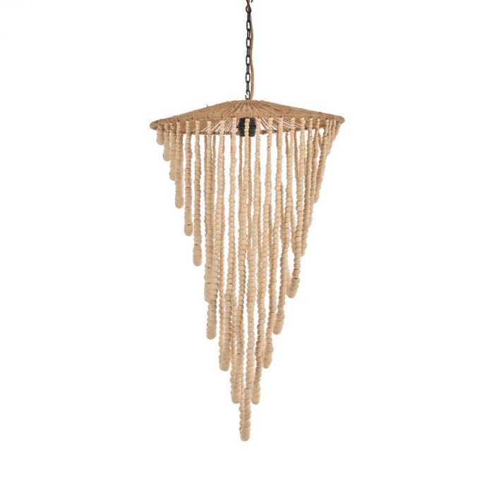 Le Lustre en Perles de Bois – Naturel – L