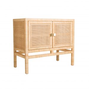 buffet 2 portes en rotin et cannage ajouré, meuble de rangement lumineux au style naturel et élégant -modèle Saigon