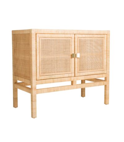 buffet 2 portes en rotin et cannage ajouré, meuble de rangement lumineux au style naturel et élégant -modèle Saigon