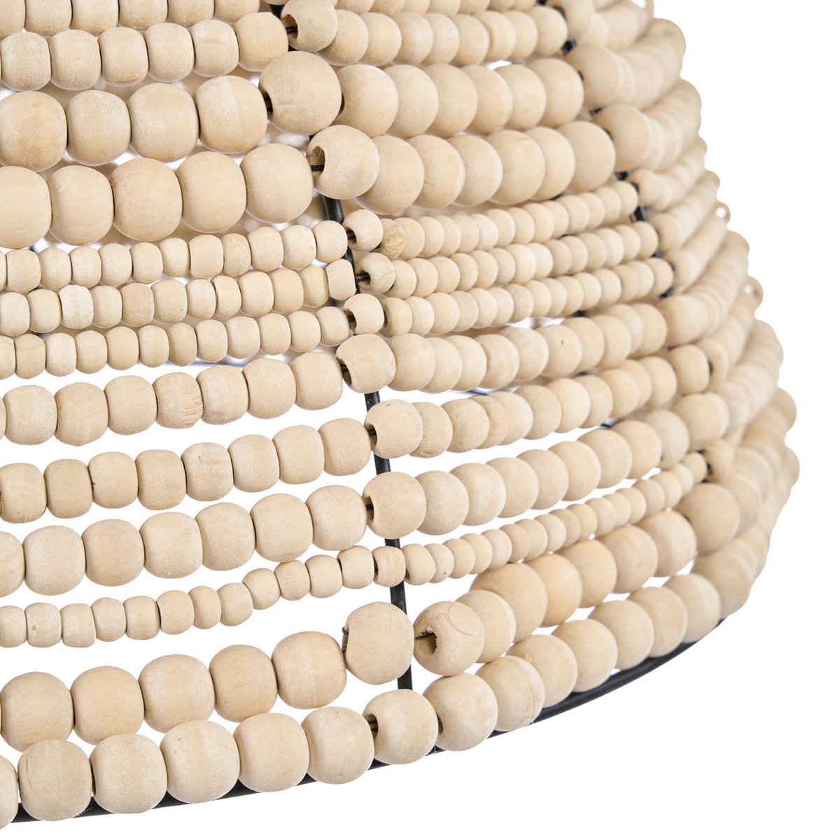 Suspension dôme en perles de bois – Naturel – Image 3