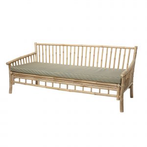 Canapé en bambou SOLE, sofa naturel en bambou avec coussin pour intérieur et véranda
