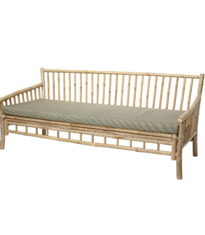 Canapé en bambou SOLE, sofa naturel en bambou avec coussin pour intérieur et véranda