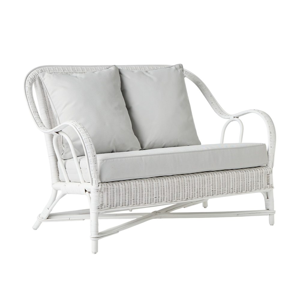 Canapé en rotin laqué blanc PRIMAVERA