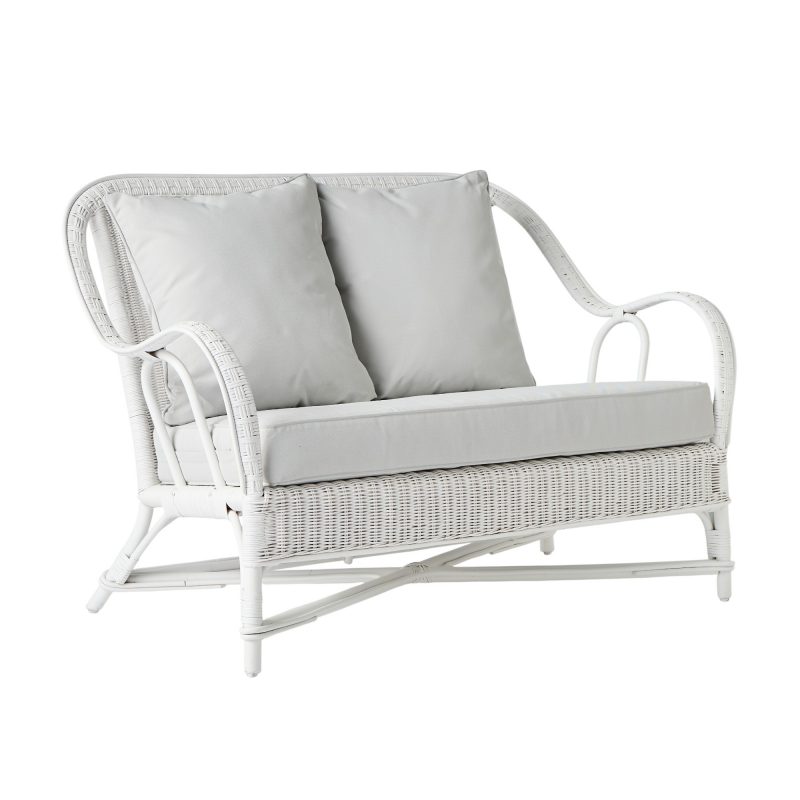 Canapé en rotin laqué blanc PRIMAVERA