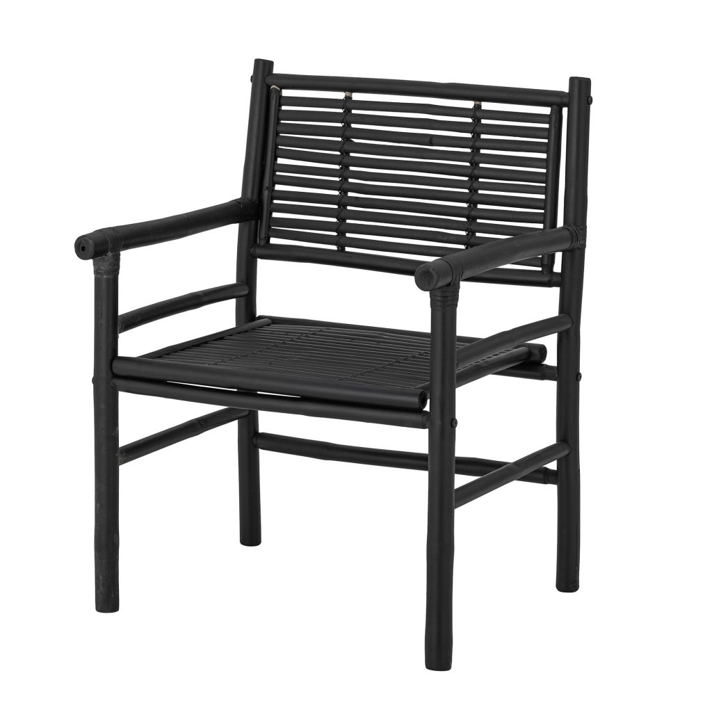 Chaise de salon en bambou noir COEN, assise naturelle au design cozy et contemporain