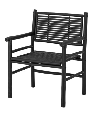 Chaise de salon en bambou noir COEN, assise naturelle au design cozy et contemporain