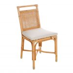 Chaise en rotin RIVIERA, chaise en rotin intérieur avec coussin beige, design vintage élégant