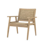 Chaise longue sorrento en acacia naturel et polyrattan, fauteuil de jardin pour terrasse couverte