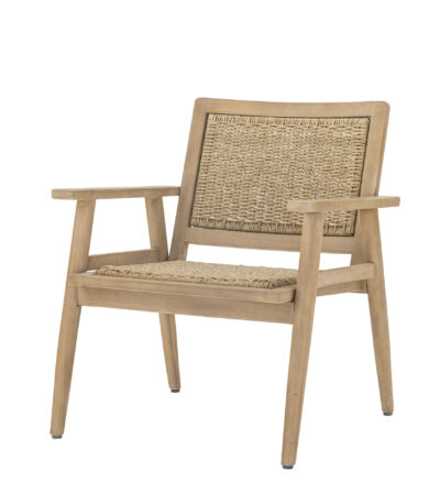 Chaise longue sorrento en acacia naturel et polyrattan, fauteuil de jardin pour terrasse couverte