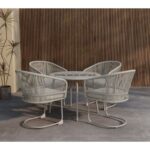 Ensemble repas extérieur Tilos gris clair & beige