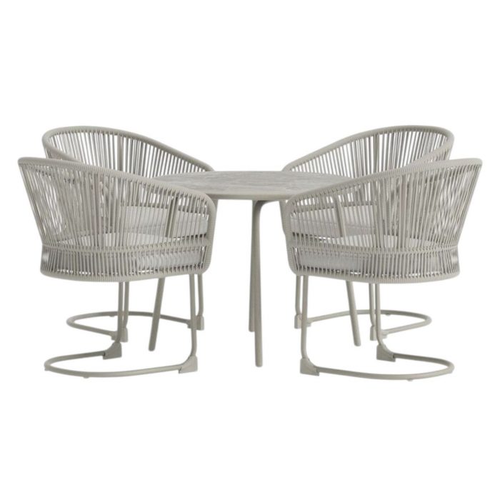 Ensemble repas extérieur Tilos gris clair & beige