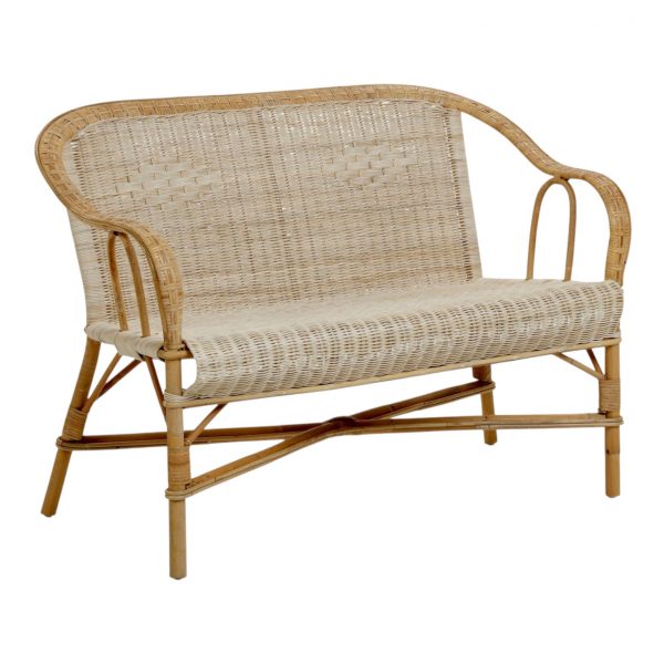 esprit-rotin-canapé-en-rotin-marcel-kok (4) Canapé en rotin Marcel deux places, style grand-père, dossier bas et tressage en moelle de rotin.