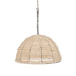 Suspension en perles de bois naturel Dôme, un luminaire artisanal en bois au style bohème