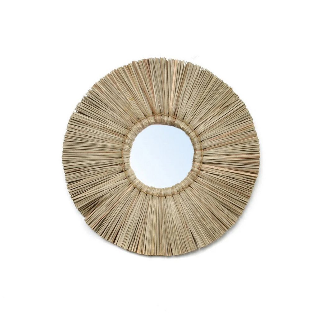 Miroir Alang Alang naturel S, miroir bohème en fibres naturelles