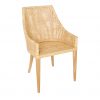 Fauteuil de table en rotin cannage SAIGON avec structure en teck naturel et accoudoirs, style naturel et élégant