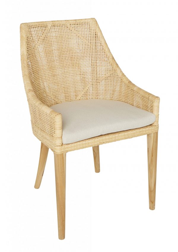 Fauteuil de table en rotin cannage SAIGON