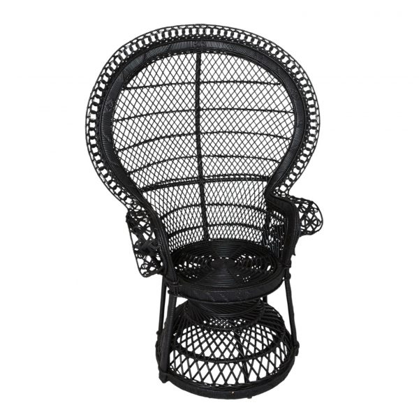 Fauteuil Emmanuelle laqué avec grand dossier ajouré, design iconique et décoratif pour intérieur