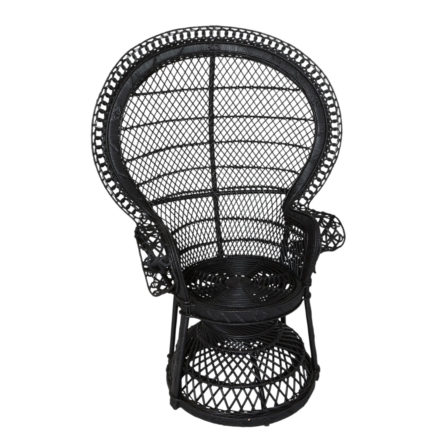 Fauteuil Emmanuelle laqué avec grand dossier ajouré, design iconique et décoratif pour intérieur