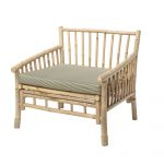 Fauteuil en bambou SOLE avec coussin, assise naturelle en bambou pour intérieur et véranda