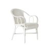Fauteuil en rotin blanc Primavera avec accoudoirs, style grand-père, assise de table ou siège d’appoint.