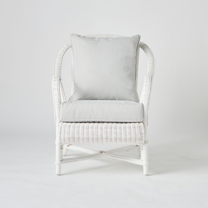 Fauteuil en rotin tressé laqué blanc PRIMAVERA
