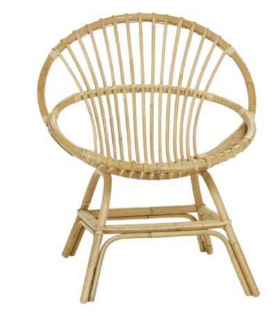 Fauteuil rotin coquille BRIGITTE, fauteuil en rotin intérieur vintage, design double cerceau emblématique
