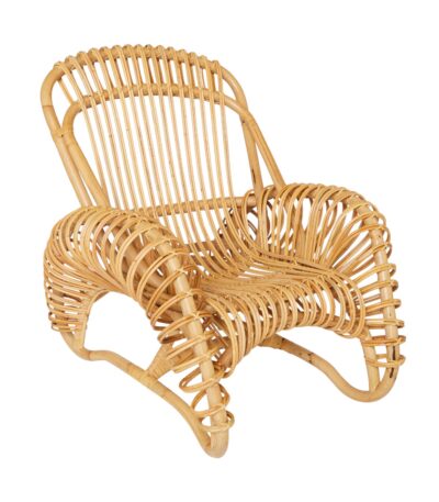 Fauteuil rotin naturel BOUCLE, design vintage revisité, structure sculptée à la main, intérieur chaleureux