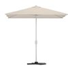 parasol Leeds beige avec base. Structure en acier et toile large pour jardin