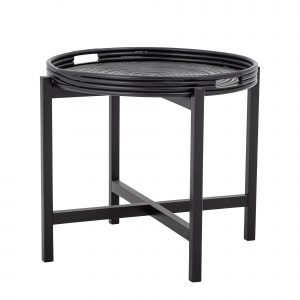 Table d’appoint en rotin noir Milli, table ronde décorative en rotin pour intérieur