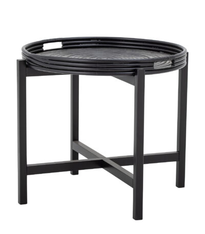 Table d’appoint en rotin noir Milli, table ronde décorative en rotin pour intérieur
