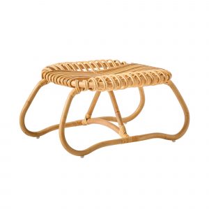 Pouf en rotin naturel BOUCLE, design vintage revisité, structure artisanale en rotin, intérieur chaleureux