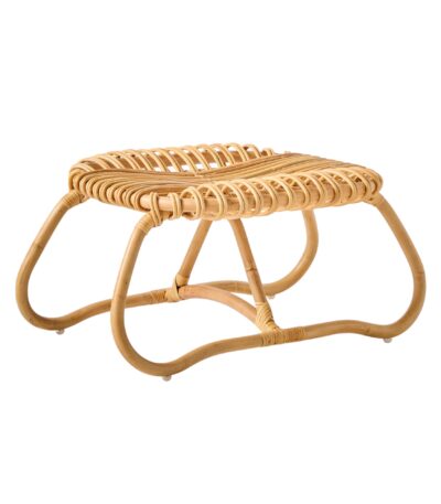 Pouf en rotin naturel BOUCLE, design vintage revisité, structure artisanale en rotin, intérieur chaleureux